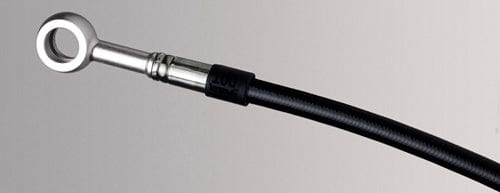 Black brake line silver fittings