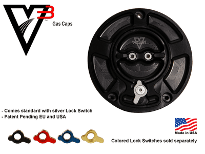 Vortex V3 gas cap fuel cap motorcycle tank colored levers