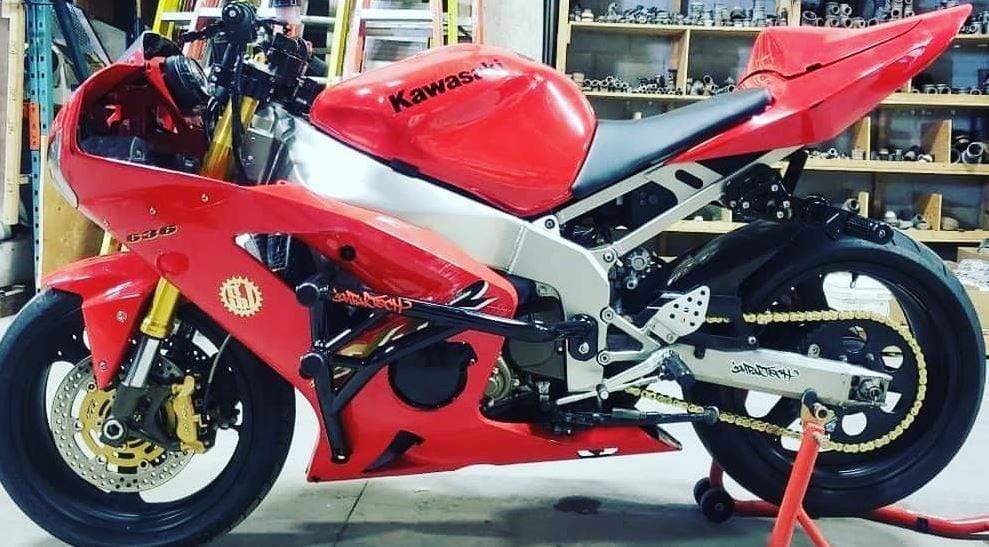 Impaktech 03-04 ninja zx6r 636 stunt cage red black 2003 2004 kawasaki