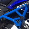 New Breed Stunt Parts blue Yamaha R6 crash cage up close welds R6r R6s