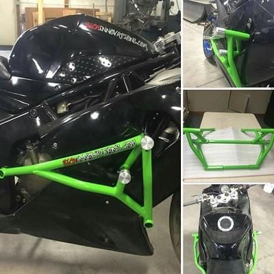 Sick Innovations Dual Slider Crash Cage Kawasaki ZX6R 636 Green Stunt Cage