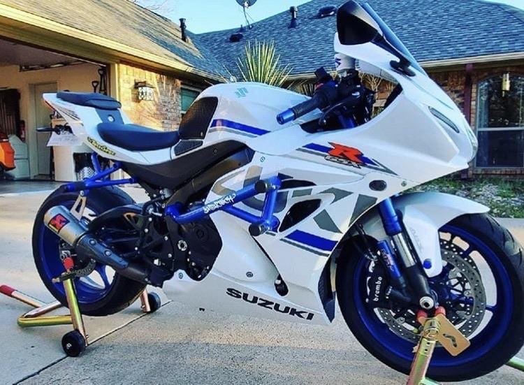 2017 Suzuki GSXR 1000 race rails 2018 2019 Impaktech white gixxer blue cage