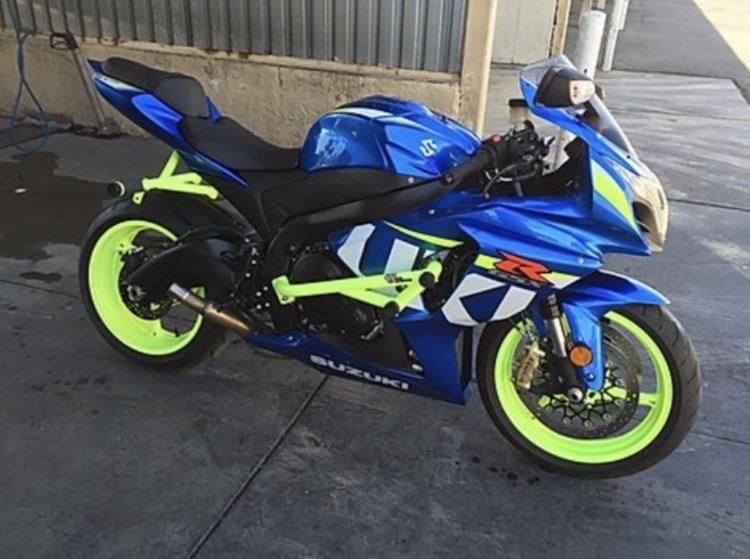Suzuki GSXR race rails fluorescent wheels and cage Blue gixxer New Breed
