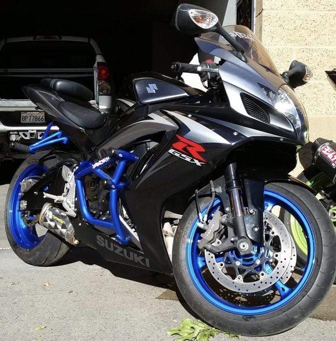 06-07 GSXR stunt cage Suzuki 600 750 blue Impaktech with subcage 2006 2007