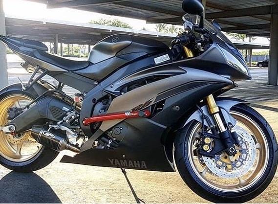 06-16 Yamaha R6 race rails by New Breed Stunt Parts black R6