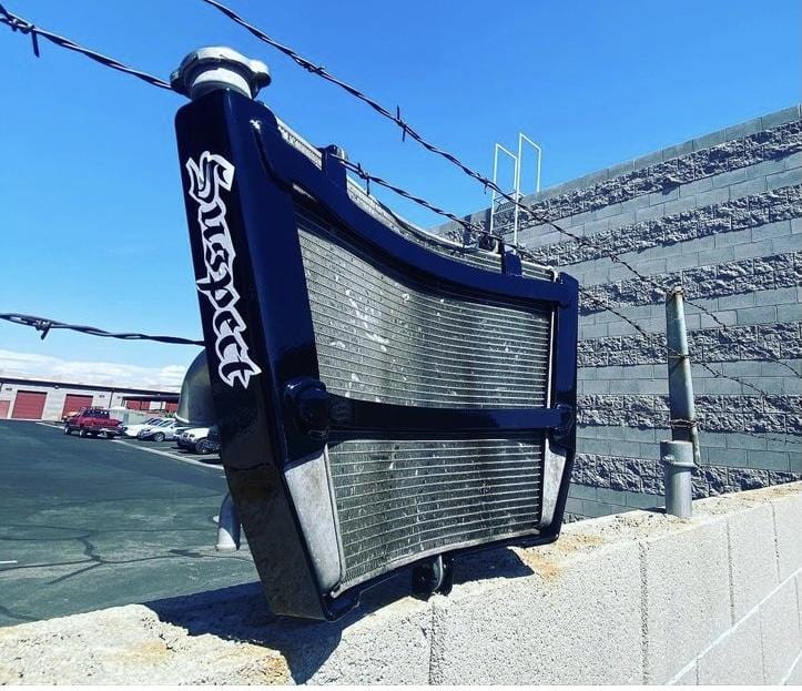 GSXR radiator cage for stunts Suspect Stunt Parts