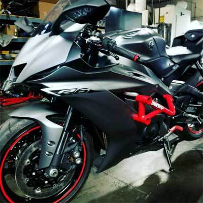 Impaktech 2017 Yamaha R6 Race Rails red powder coat black sliders