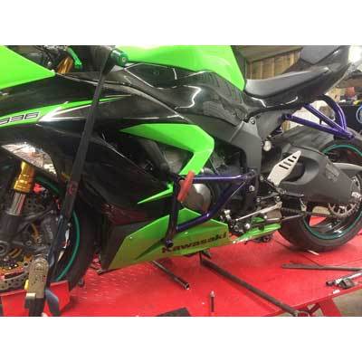 Xtreem Bike Works Crash Cage zx6r 636 2013 2017 Green Kawi Stunt Bike Purple Cage