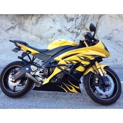 Yamaha R6 Crash Cage Xtreem Bike Works Stunt Cage R6S R6R Yellow Flame R6